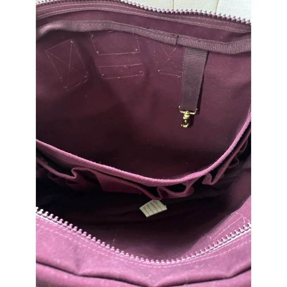 VTG Lands End Square Rigger Canvas Bag Initial Embroidered USA Maroon Red
